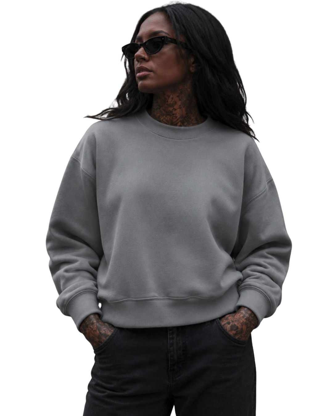 PLAIN (SLEEVE PRINT) OVERSIZED BOXY HEAVYWEIGHT SWEATSHIRT