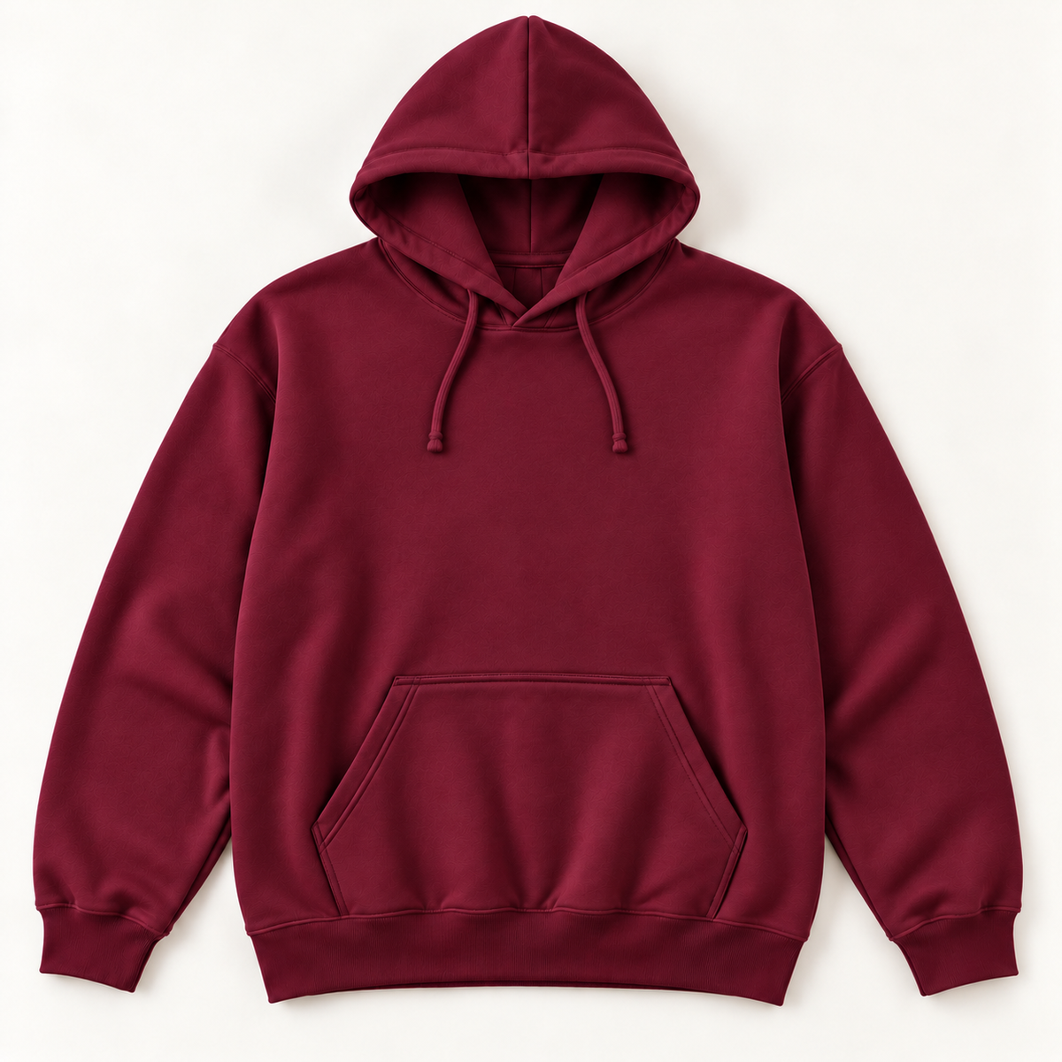 Too Many Thoughts lightweight hoodie in maroon, front view