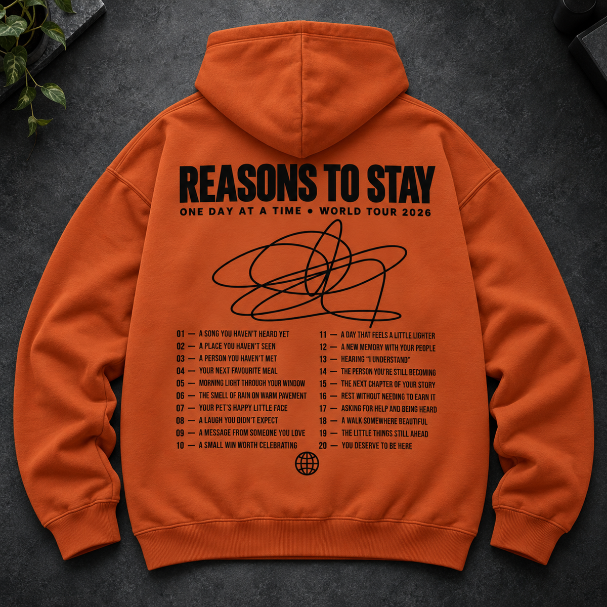 Texas Orange hoodie with black back print