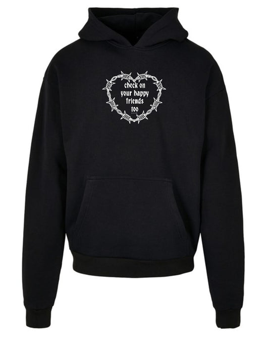 BLACK CHECK ON YOUR HAPPY FRIENDS TOO ULTRA-HEAVY HOODIE