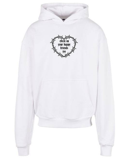 WHITE CHECK ON YOUR HAPPY FRIENDS TOO ULTRA-HEAVY HOODIE
