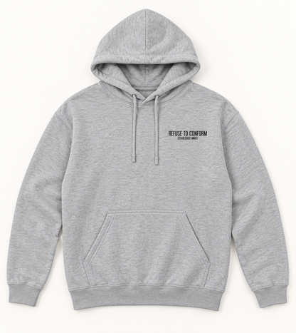 Grey lightweight Caffeine and Chaos hoodie, front