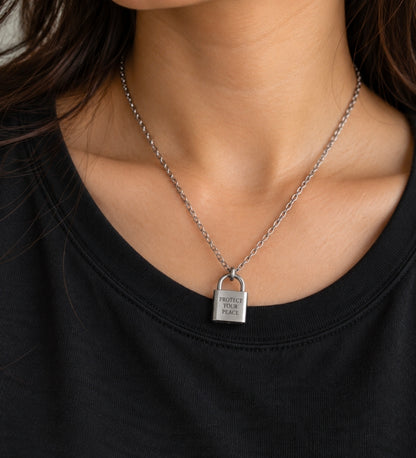 Protect Your Peace Padlock Necklace by Refuse to Conform Clothing, product image 2