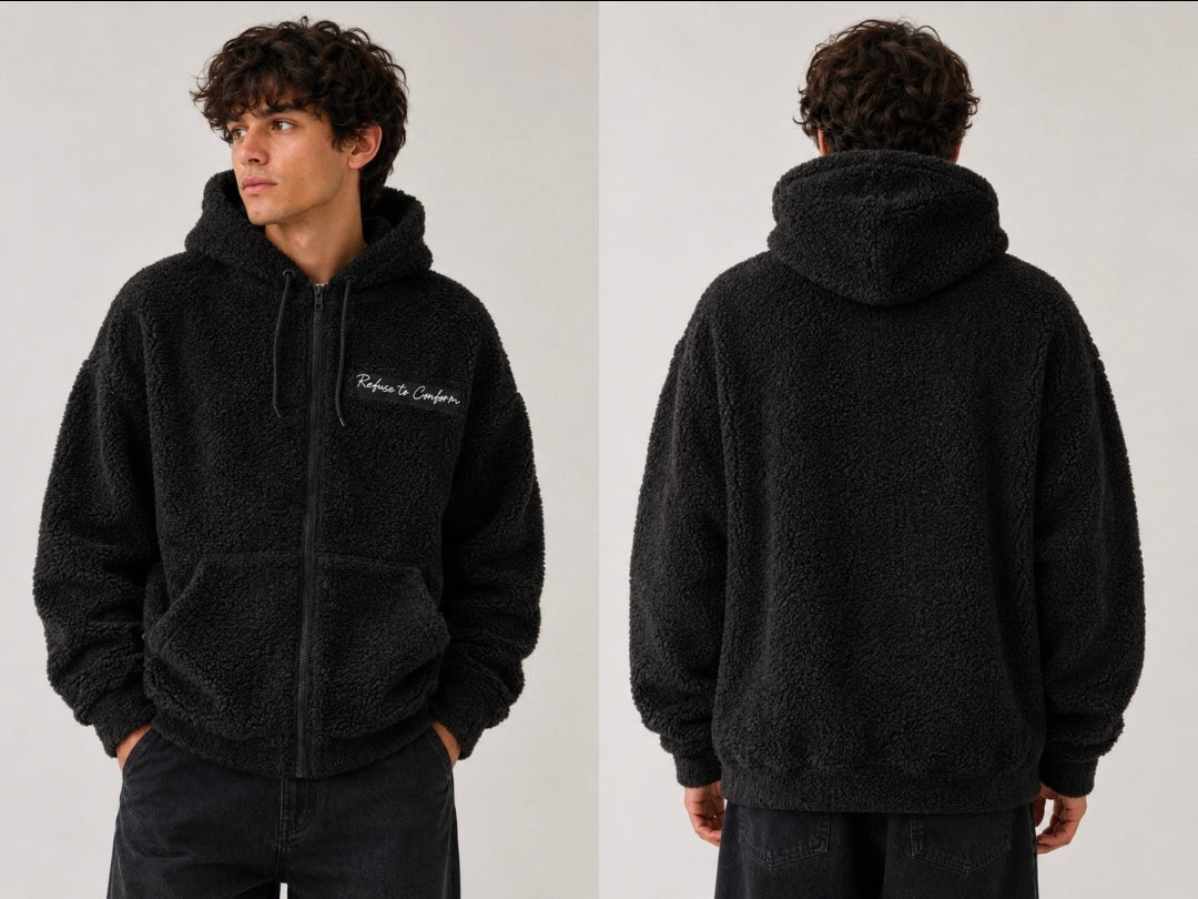 PRELOVED SHERPA ZIP HOODIE SIZE MEDIUM