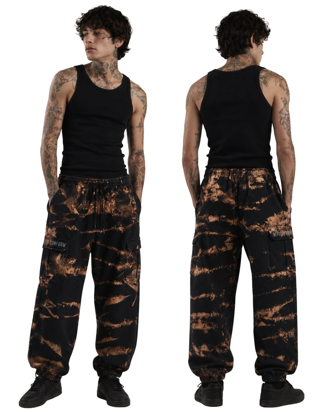 BURNT SHADOW HAND DYED ULTRA-HEAVY CARGO JOGGERS SIZE MEDIUM