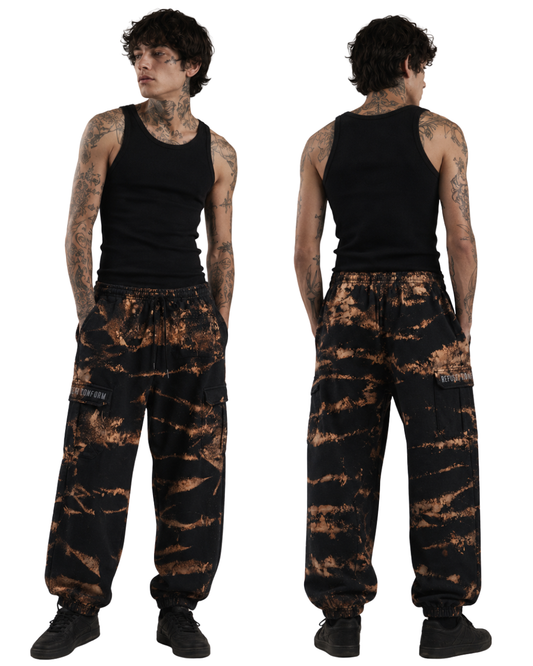 BURNT SHADOW HAND DYED ULTRA-HEAVY CARGO JOGGERS SIZE MEDIUM