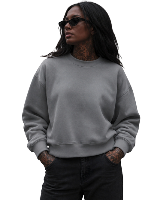 PLAIN (SLEEVE PRINT) OVERSIZED BOXY HEAVYWEIGHT SWEATSHIRT