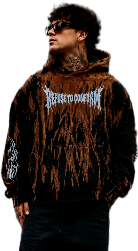 DYED DISTRESSED DELUXE ULTRA-HEAVY HOODIE SIZE LARGE