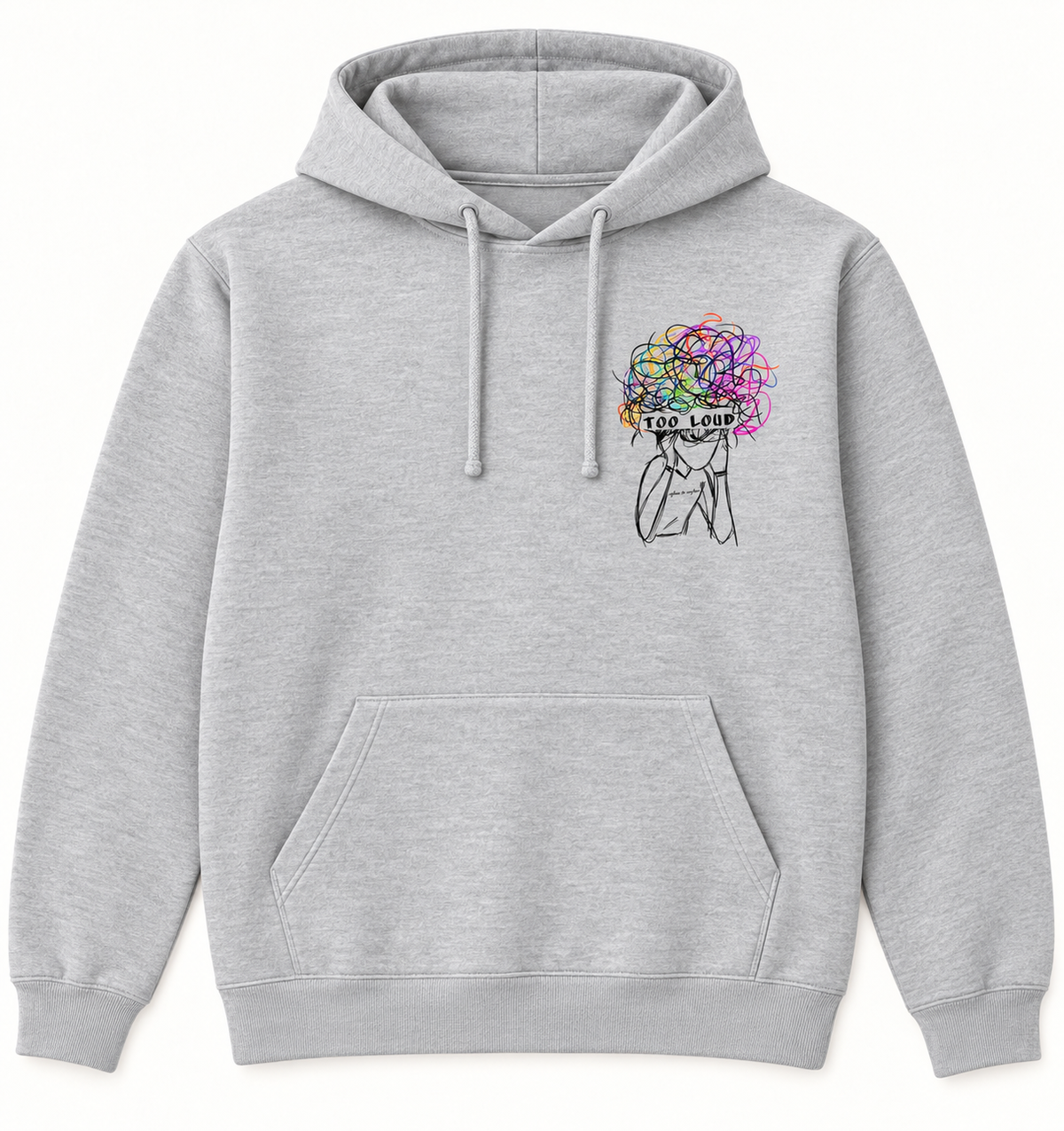 Grey front — Lightweight Too Loud Hoodie