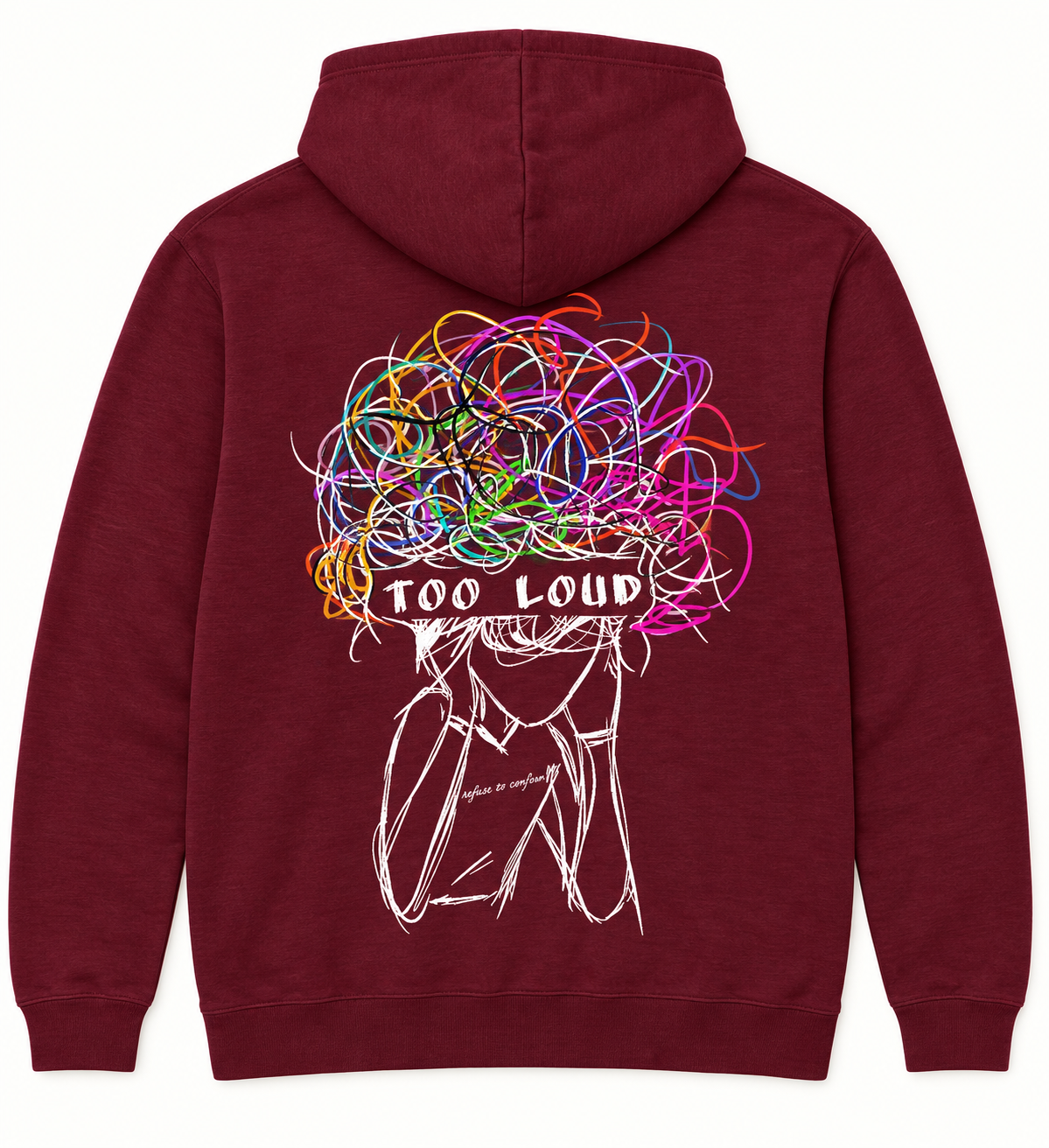 Maroon back — Lightweight Too Loud Hoodie