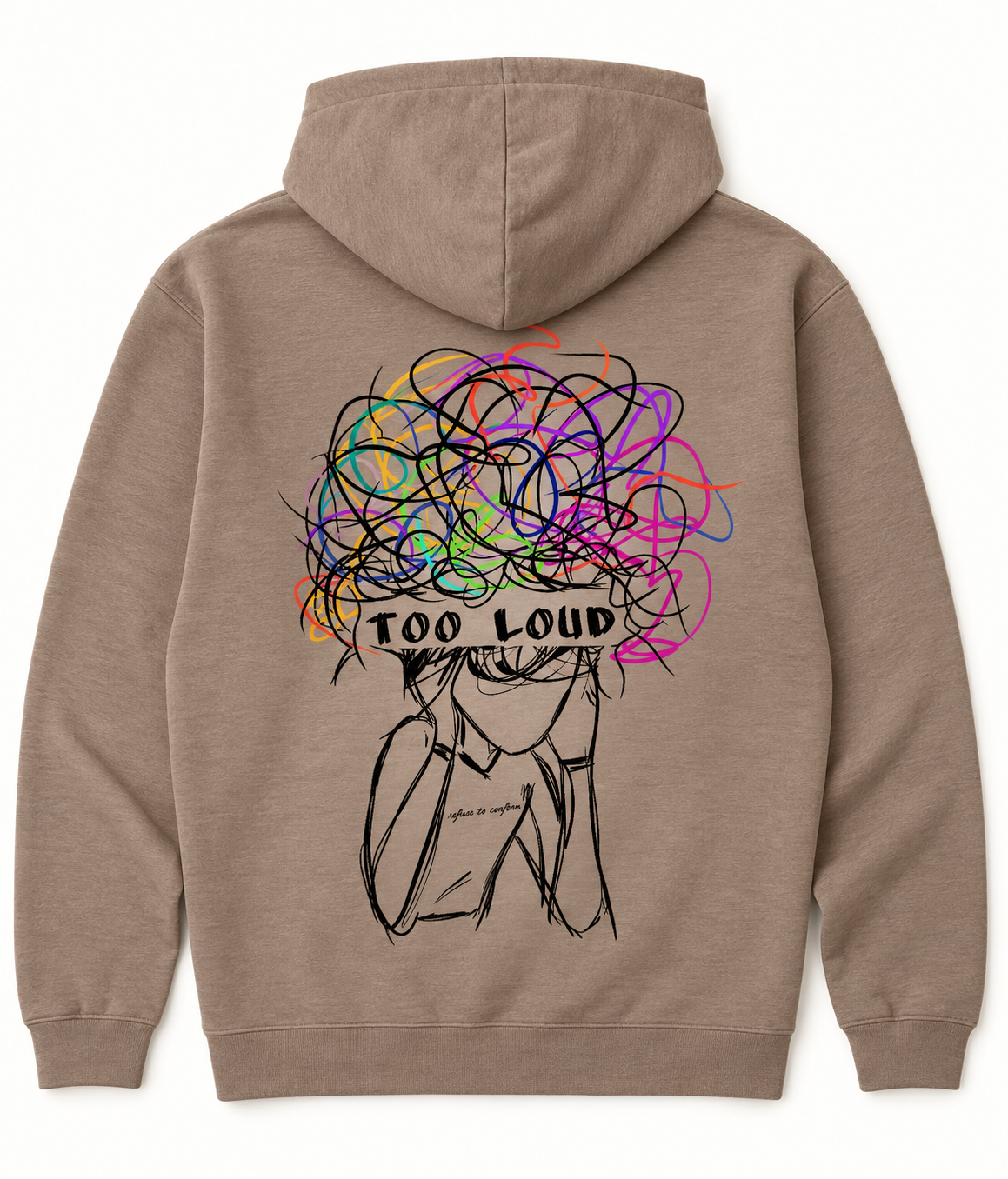 Taupe back — Lightweight Too Loud Hoodie