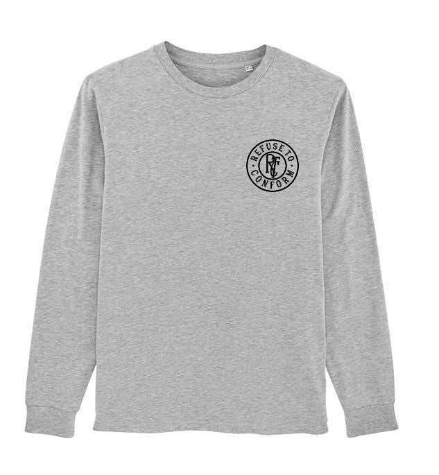 HEATHER GREY CIRCULAR LONG SLEEVE TEE