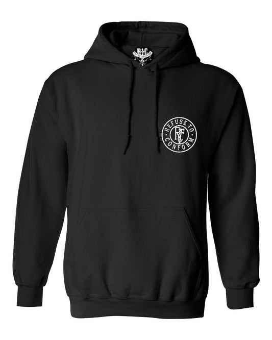 BLACK CIRCULAR LOGO HOODIE