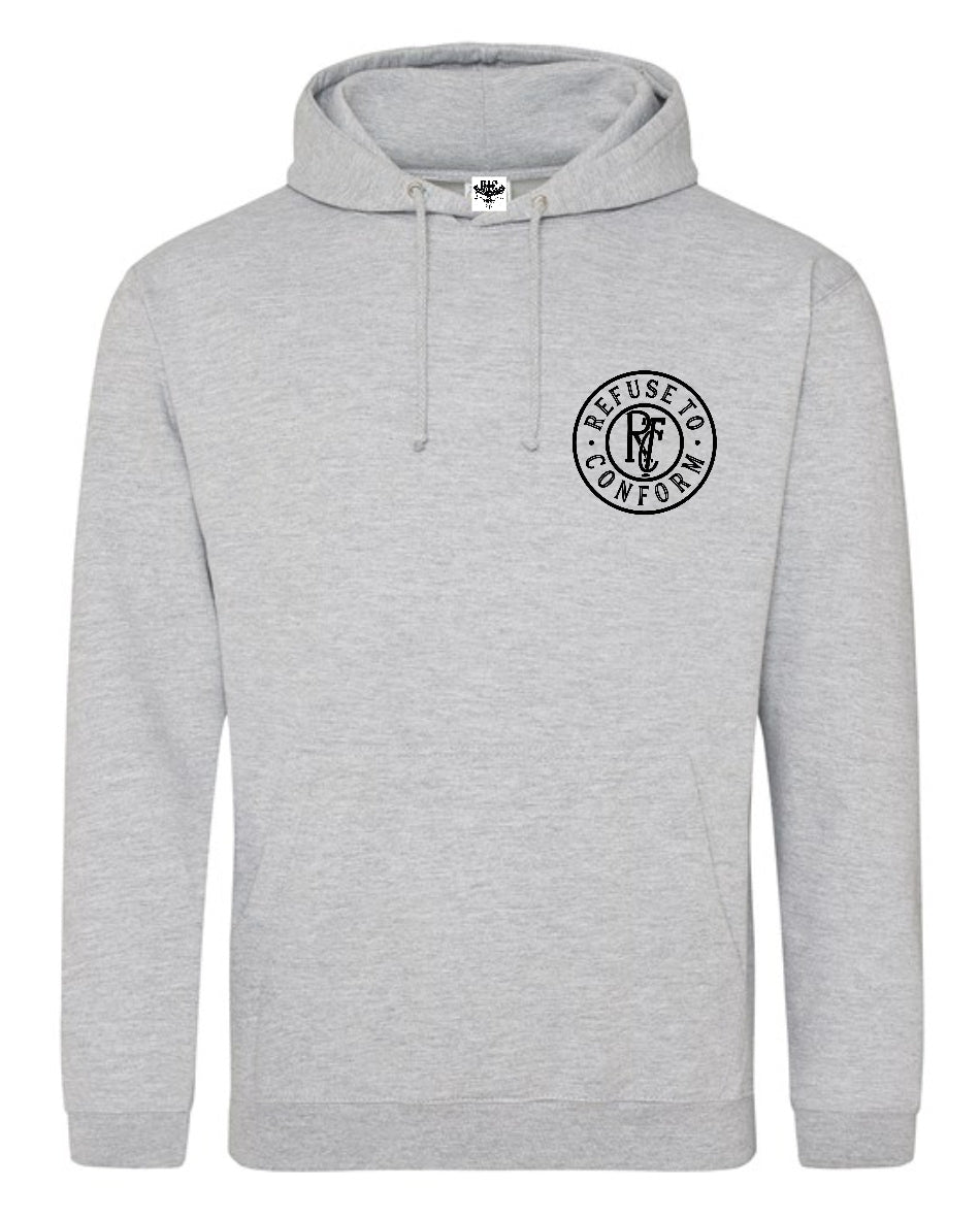 HEATHER GREY CIRCULAR LOGO HOODIE