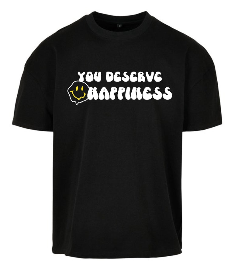 ULTRA-HEAVY BLACK YOU DESERVE HAPPINESS TEE